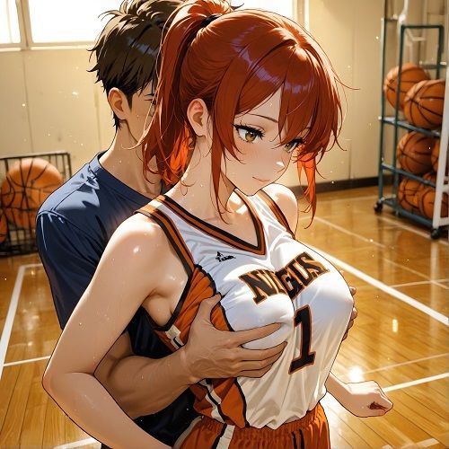 サンプル画像2:スポーツ女子セクシーイラスト集『女子バスケ選手山里亜希』(非実在創作美少女) [d_640619]