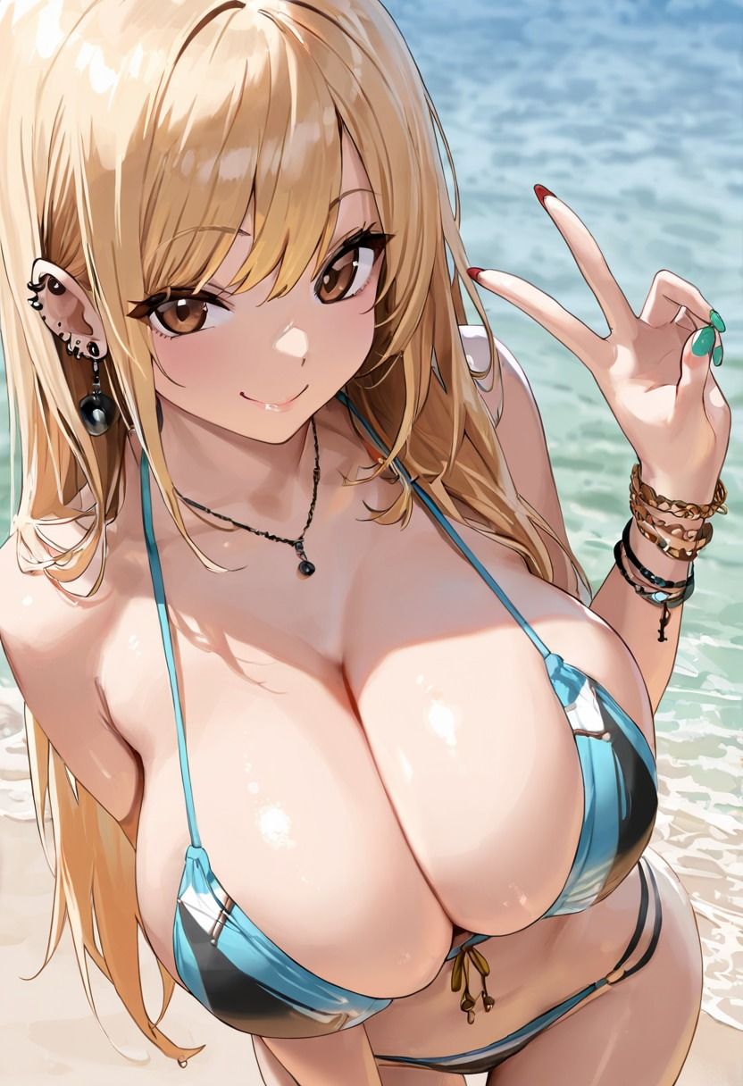 サンプル画像1:爆乳ビキニのギャルとビーチでヤリまくり！(いちご大福) [d_640883]