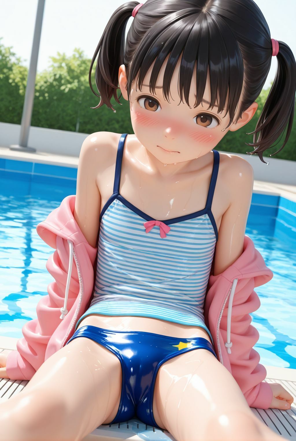 誰にも見せないって言ったのに…公園プールで隠し撮りされたちっぱい少女 画像1