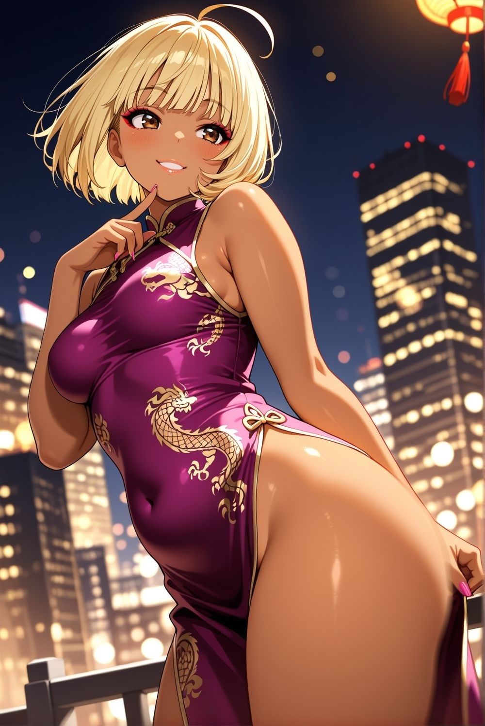 サンプル画像4:金髪ギャルとあちゃんチャイナドレスコスプレ写真集(雨のちハレルヤ) [d_641602]