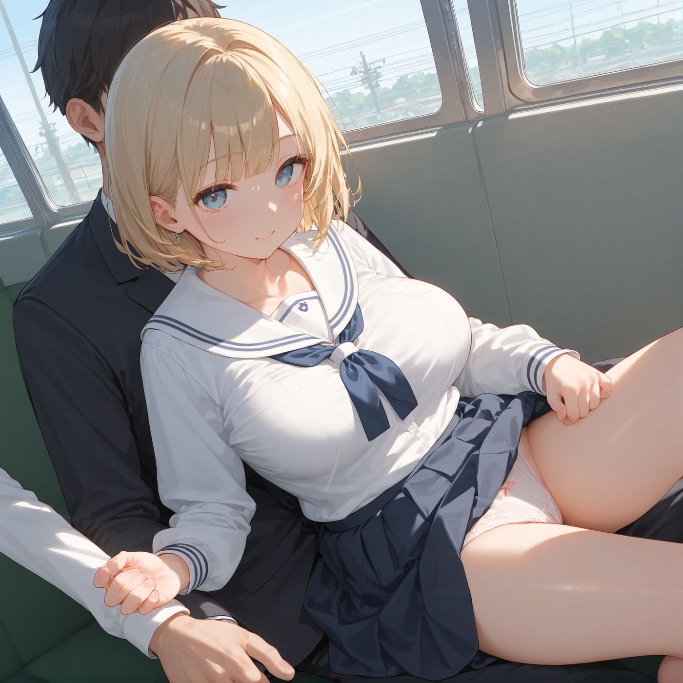 サンプル画像4:ビッチ用レ●プ車両！乗ったら終点まで乗り継ぎまくってください【制服美少女の厳選CG300枚収録】(アオとハル) [d_641630]