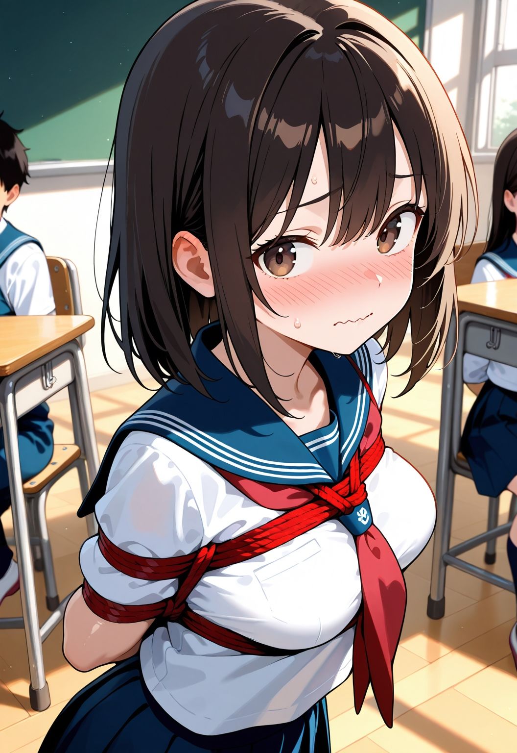 サンプル画像1:女子校生緊縛種付け性指導〜成績の悪い生徒は拘束してお仕置き中出し性教育！〜(シュークリーム乱舞) [d_641701]