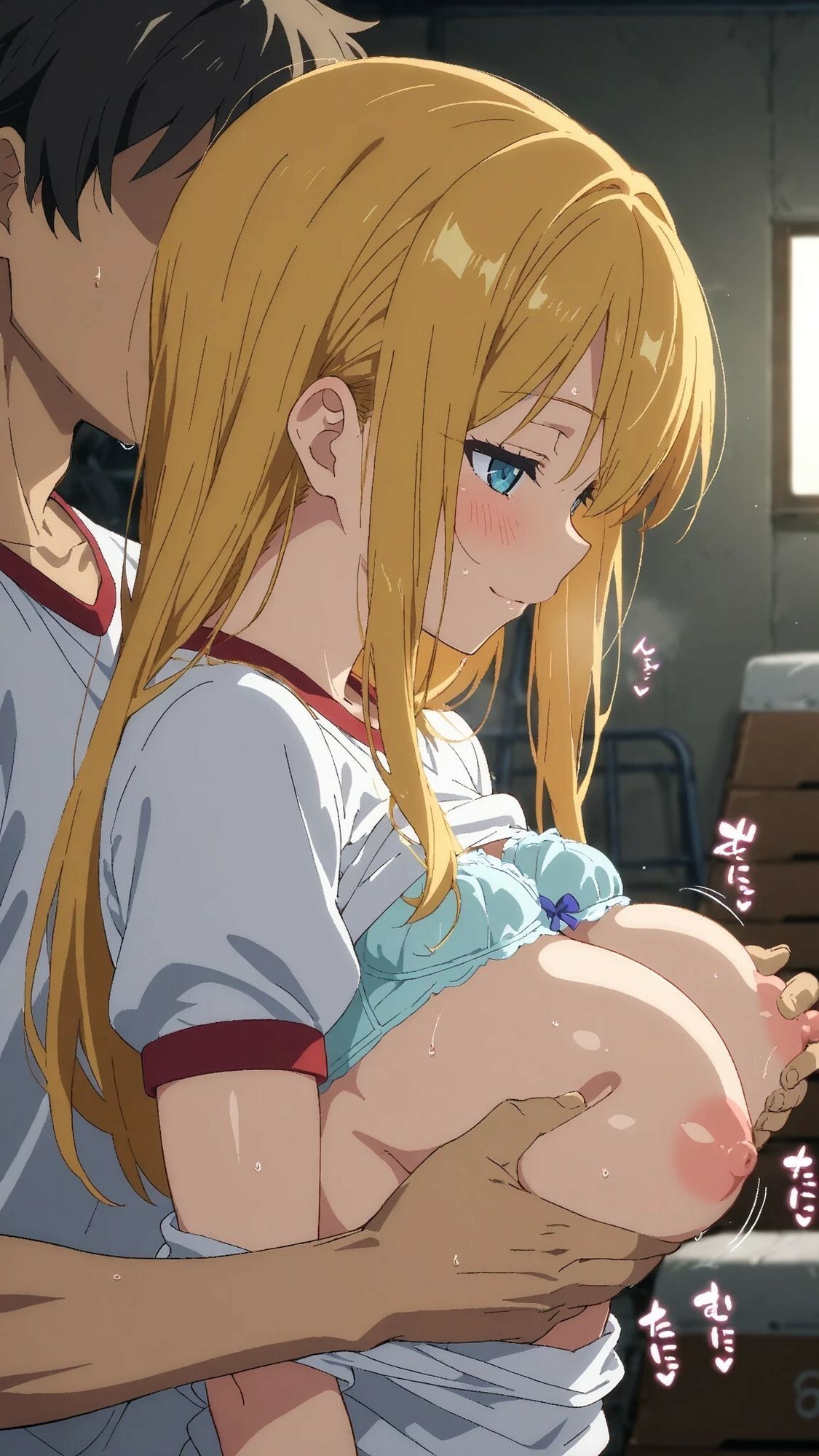 サンプル画像2:【画風変更】巨乳体操着美少女との甘いひと時(AI甘美寮) [d_641849]