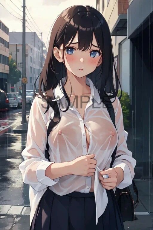 サンプル画像3:突然のゲリラ豪雨…【ノーブラが校則の女子校】濡れ透けJK！乳首丸見え39人(妄想リアリティ工房) [d_641911]