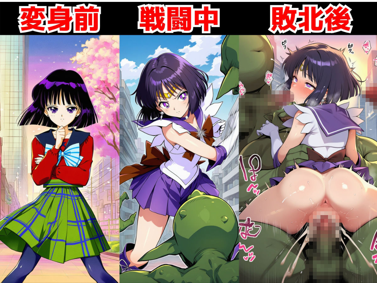 サンプル画像4:外部太陽系戦士はモンスターに連続中出しされてアヘ顔に！？【セーラー戦士異種姦種付け500枚】(あちちハウス) [d_641979]