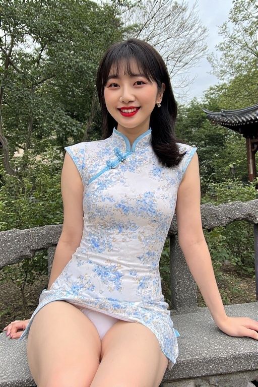 チャイナドレスモデル中華風公園撮影会パンチラ画像集 サンプル画像 2