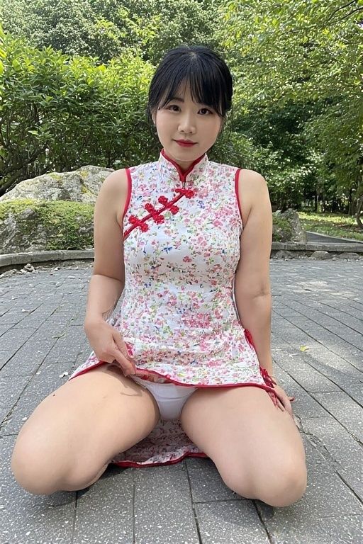 チャイナドレスモデル中華風公園撮影会パンチラ画像集 サンプル画像 7
