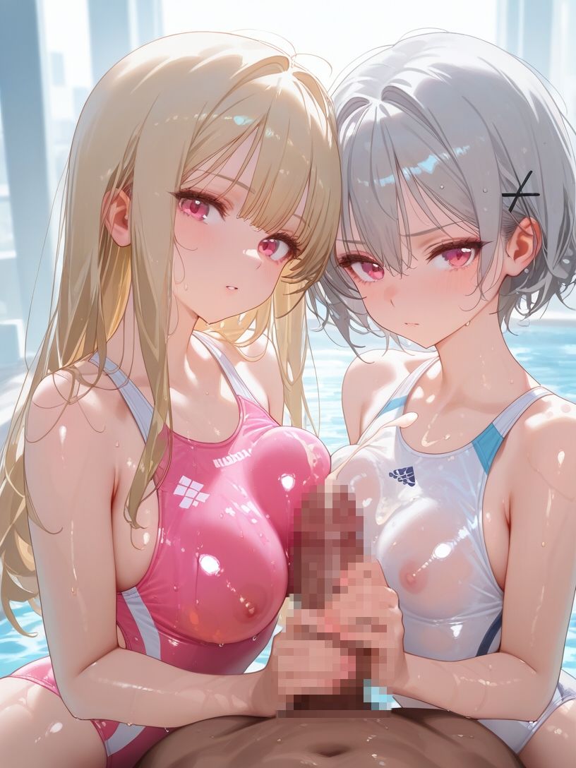 巨乳水泳部とハーレムエッチ2 画像1