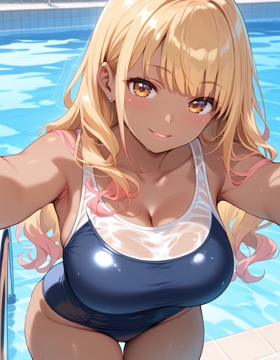 スク水ギャル、濡れて乱れて(ハート) 〜豊満ボディに密着〜 画像1