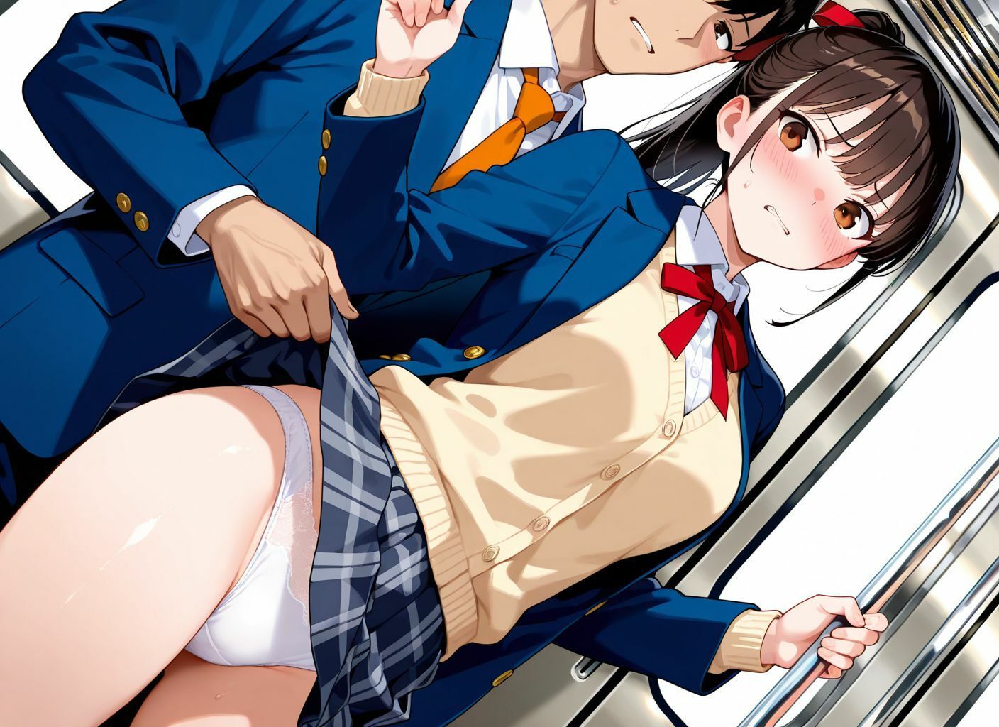 サンプル画像1:美女女子校生、痴●電車でまさかの快楽堕ち！(えちラボ) [d_642919]