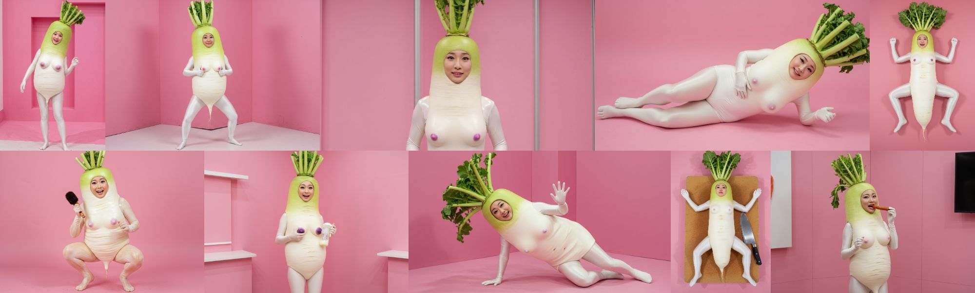 サンプル画像1:セクシー大根 10種 30枚(顔出し全身タイツ0703) [d_642979]