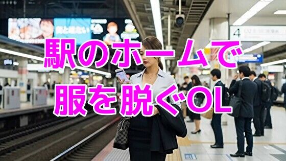 駅のホームで服を脱ぐOL