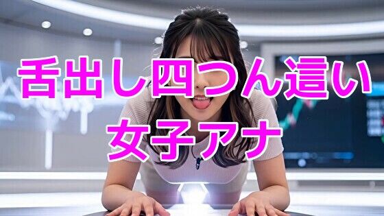 舌出し四つん這い女子アナ