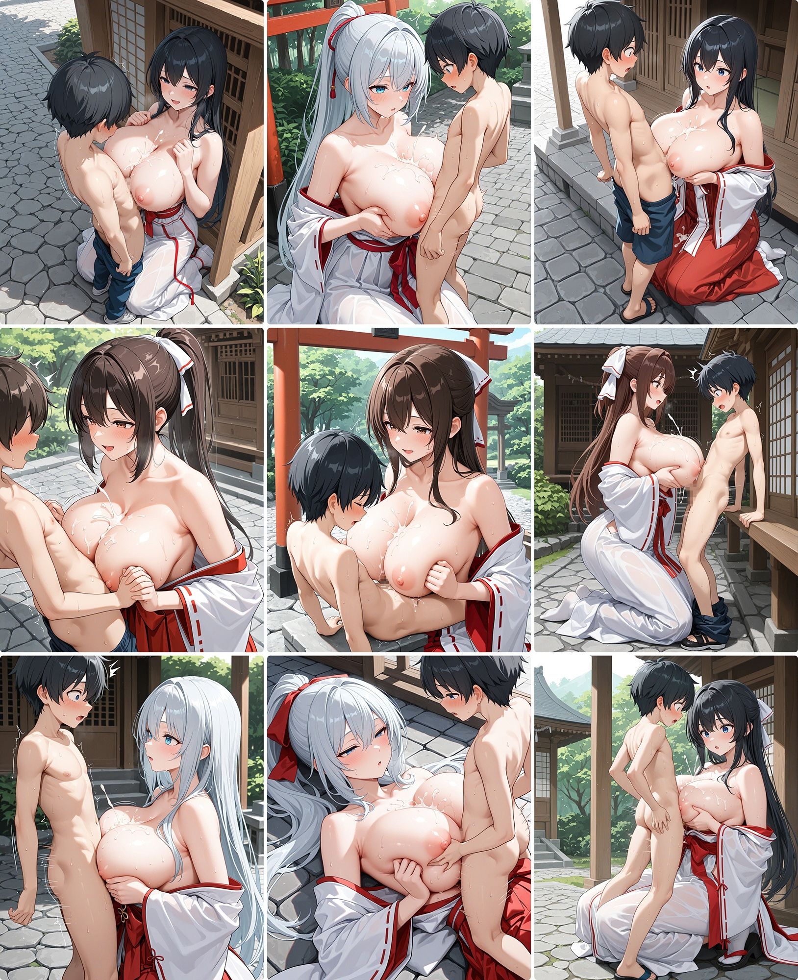 サンプル画像2:【おねショタ】巨乳巫女お姉ちゃんと神社で大胆エッチ♪(にゃんはっぴー) [d_643411]