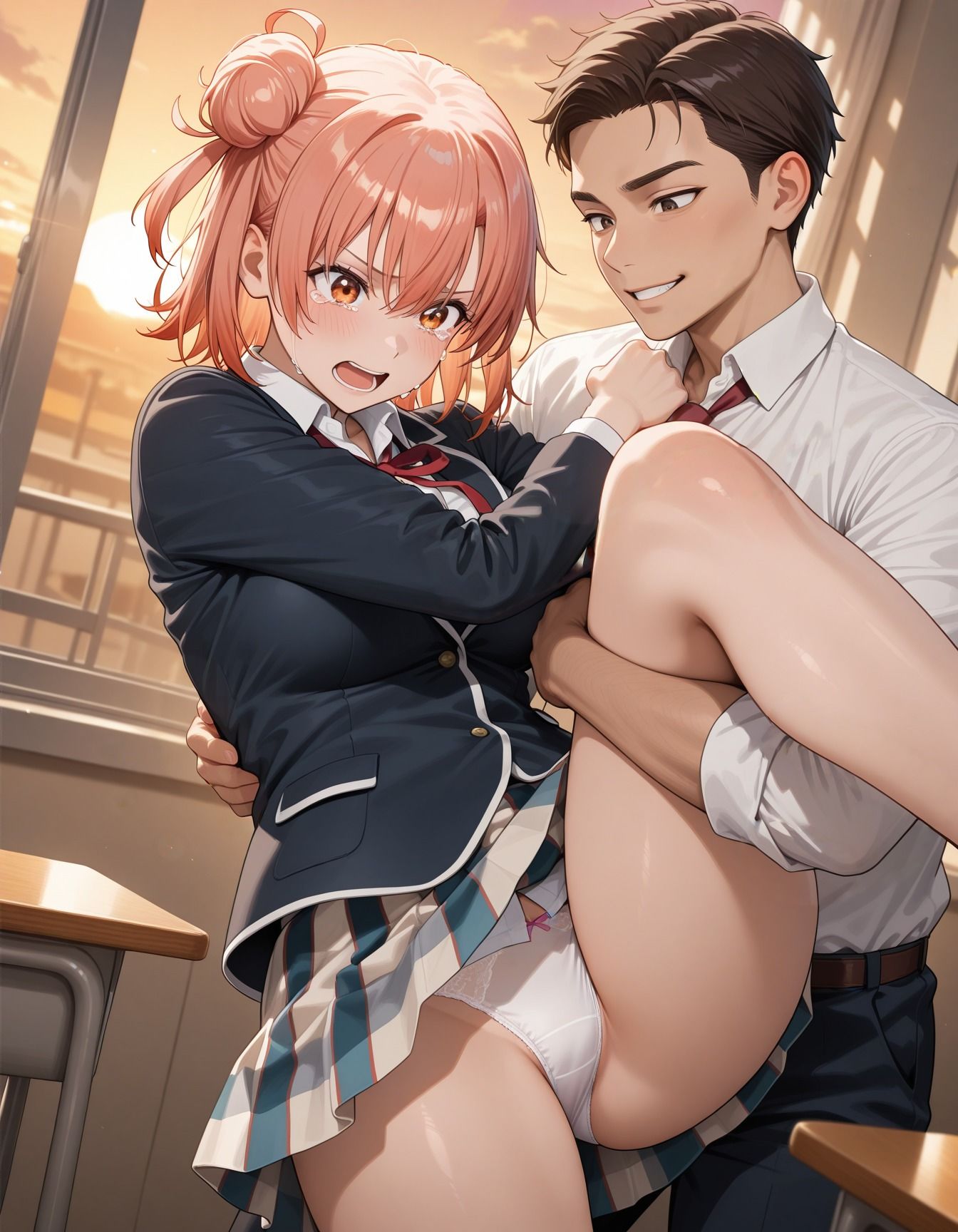 放課後の教室で男たちに襲われた少女 画像5