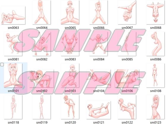 サンプル画像2:同人制作お助け素材「女体ポーズ集  （SM，触手緊縛用ポーズVOL，2）」(絵喜祭人) [d_643726]