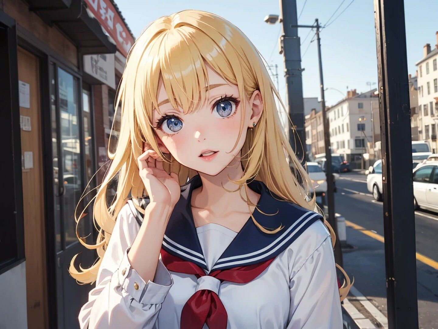 金髪ロングギャルのセーラー服＆ヌードイラスト集！ 画像1