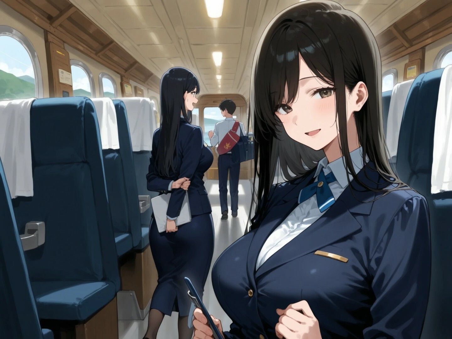 キャビンアテンダントがお客様を誘惑！？誘惑に負けるお客様と……イラスト集！ 画像1