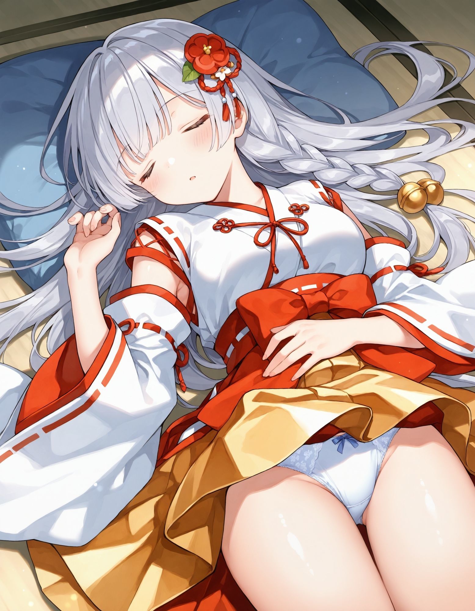 巫女コスで寝そべりパンチラ 画像6