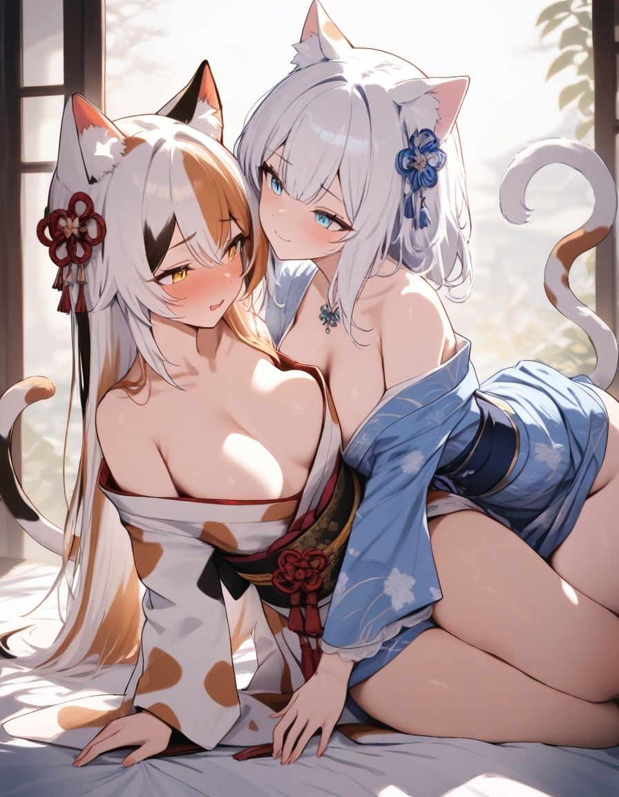 サンプル画像2:宵猫庵絵巻 〜白猫×三毛猫編〜(宵猫庵) [d_644489]