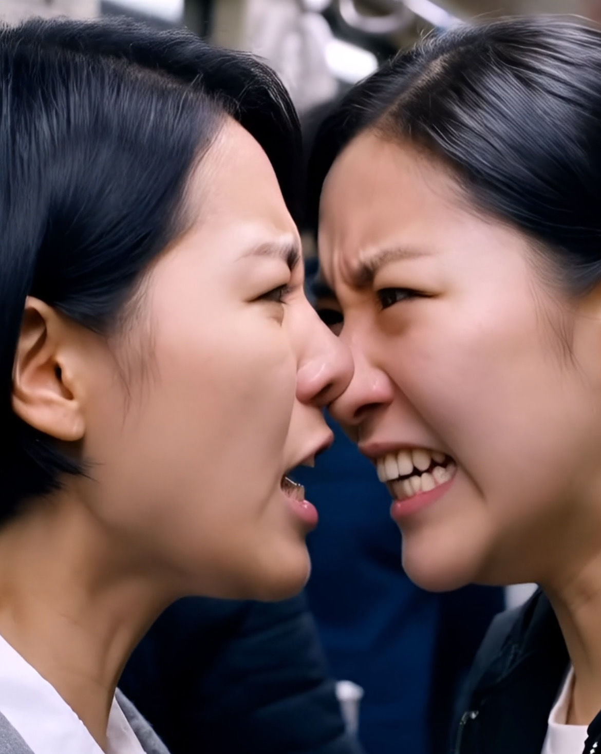 サンプル画像1:【満員電車】鼻と鼻をくっつけて睨み合う両者。(あいろこーぷ) [d_644516]