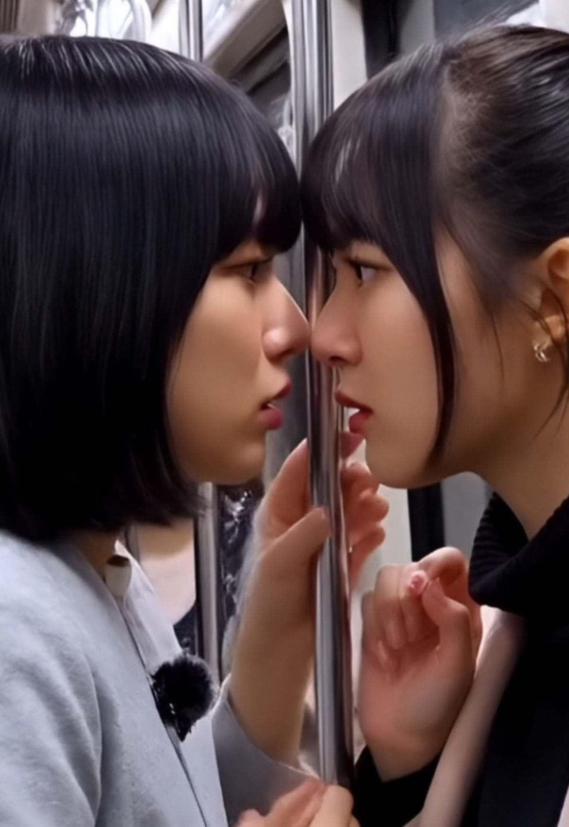 サンプル画像3:【満員電車】鼻と鼻をくっつけて睨み合う両者。(あいろこーぷ) [d_644516]