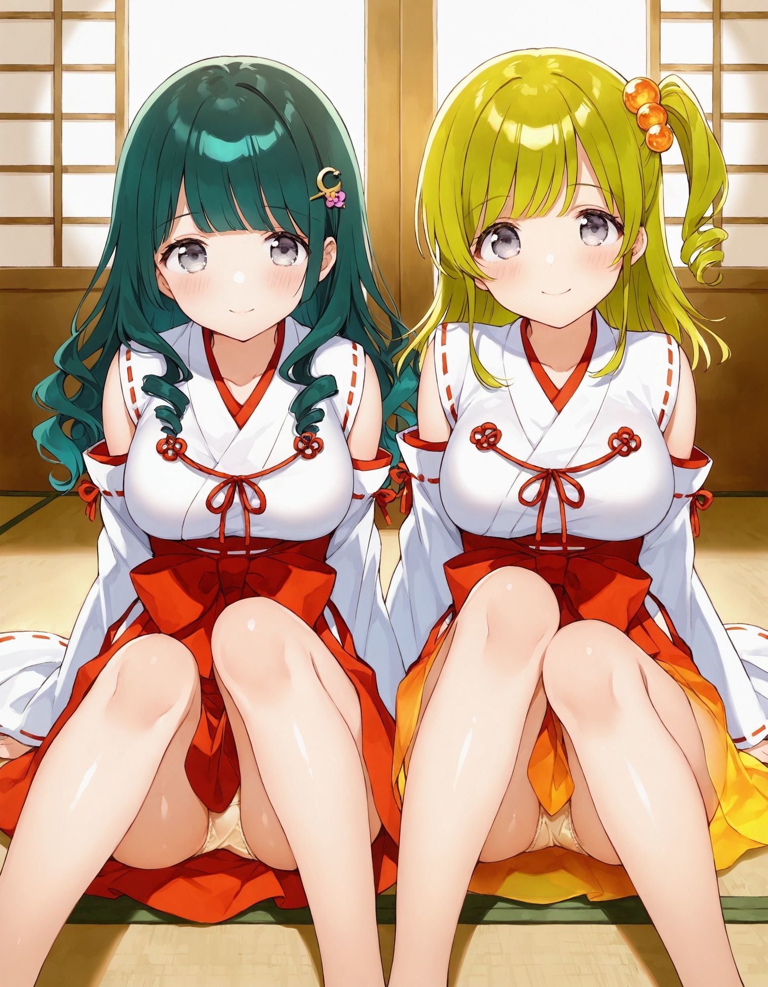 巫女コスで座りパンチラ 画像4