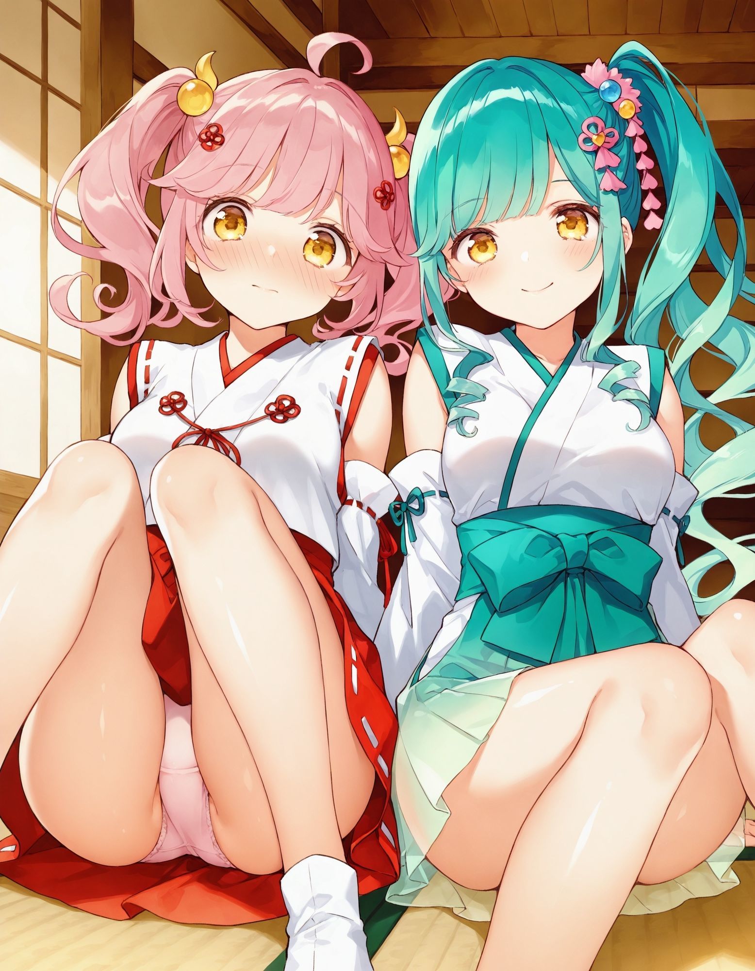 巫女コスで座りパンチラ 画像8