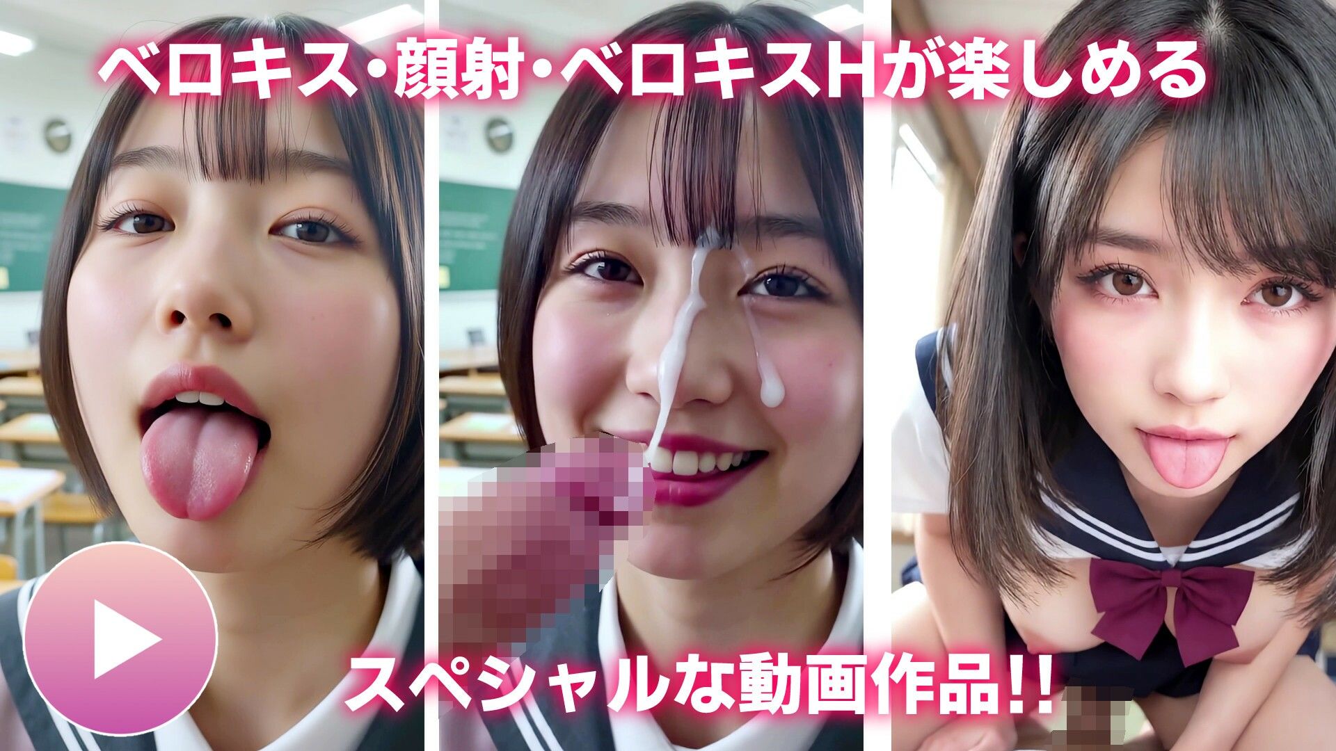 【動画】至福のベロキス中出しエッチ＆顔射！〜女子校生と女教師〜 画像1