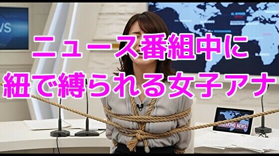 ニュース番組中に紐で縛られる女子アナ 画像1
