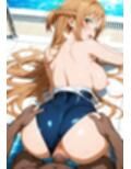 スク水アスナ、他人棒で絶頂。