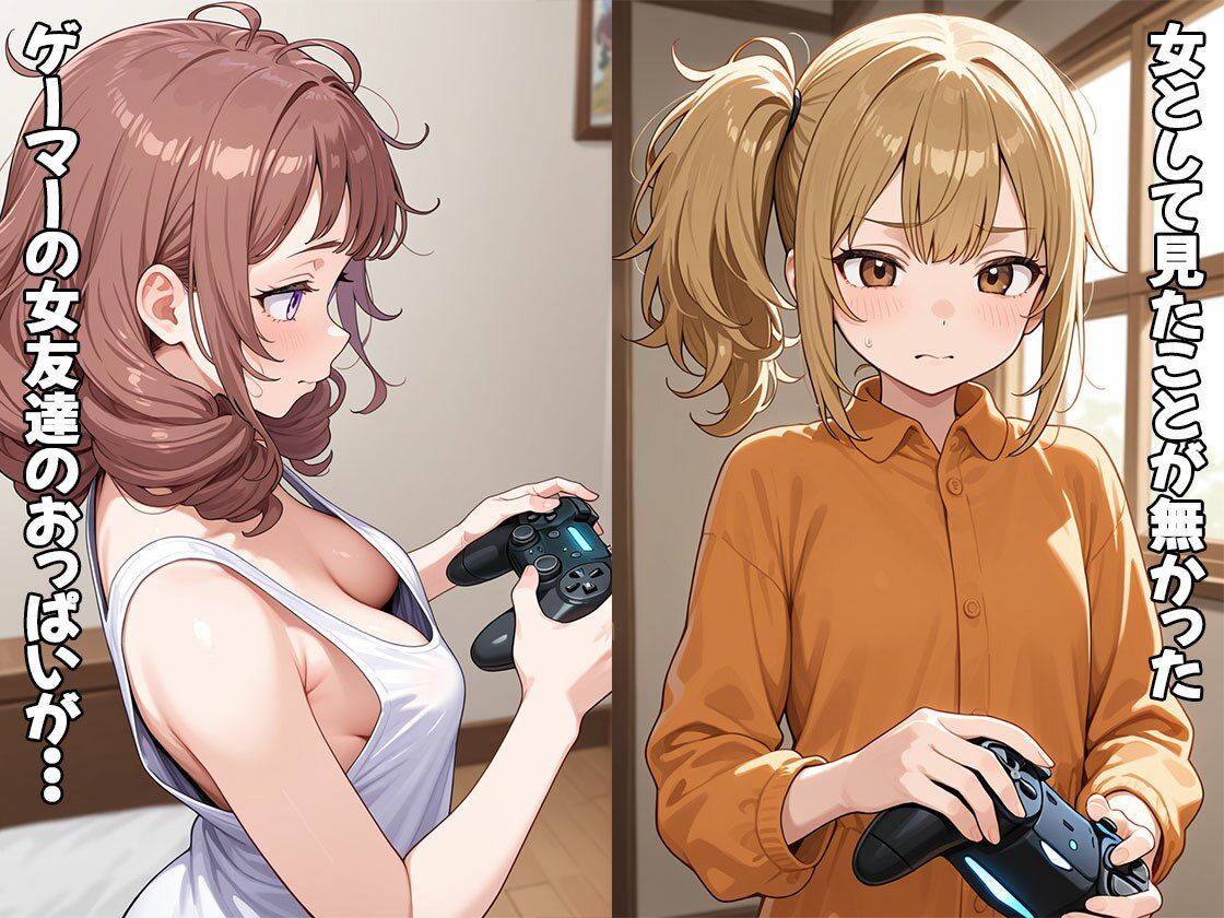 サンプル画像1:ゲーマーの女友達がおっぱい丸出しだったので揉んだらHに発展した（CG100枚）(ふぇっちずむ) [d_645124]