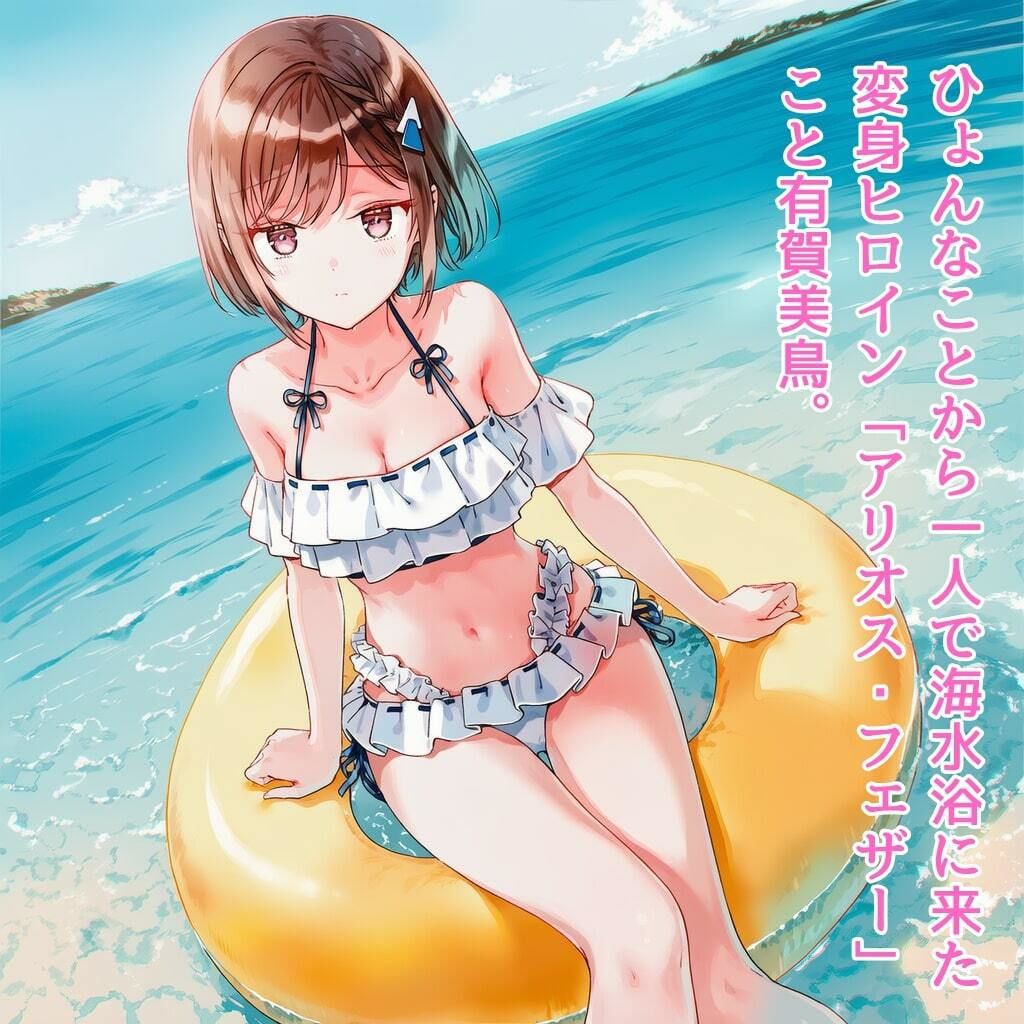 サンプル画像1:変身ヒロイン アリオス・フェザー 海辺の友情、水難の少女(ハルホープ) [d_645236]