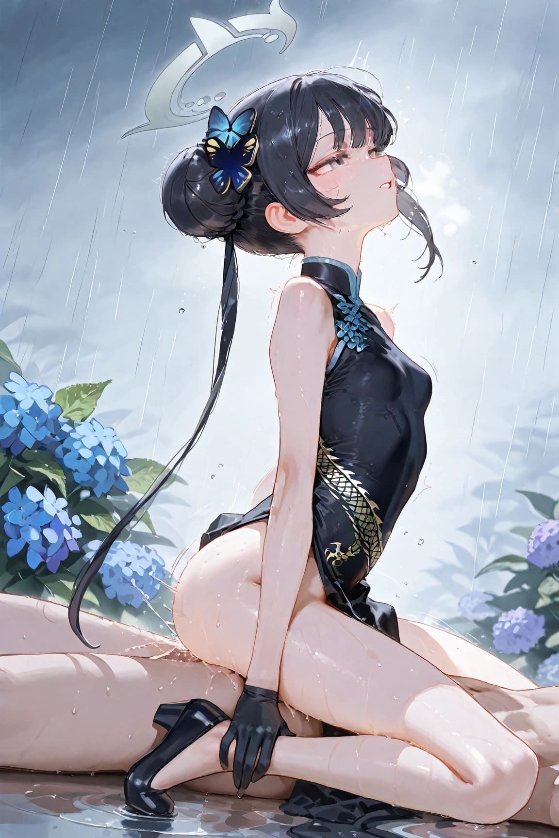 竜〇〇さき「雨に濡れるきさき、紫陽花の下で」 画像5