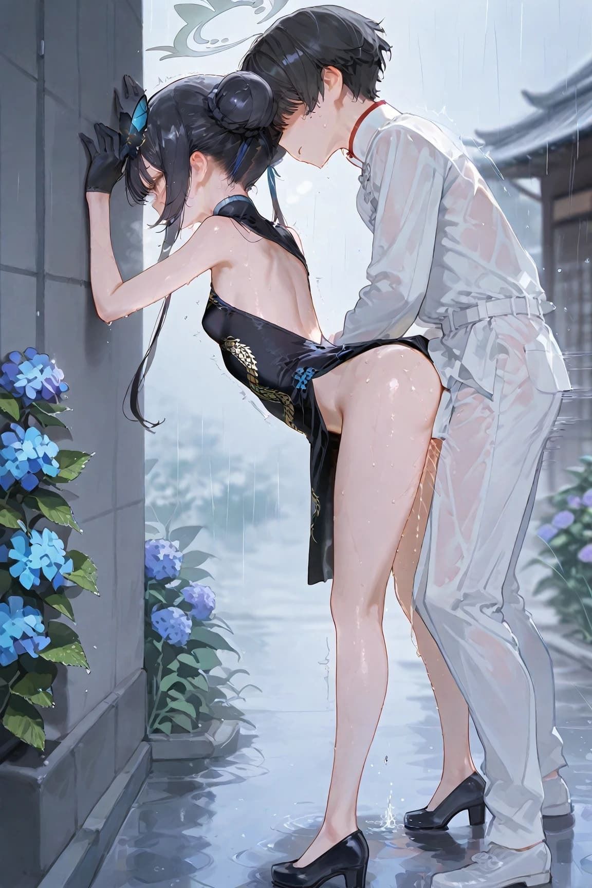 竜〇〇さき「雨に濡れるきさき、紫陽花の下で」 画像6