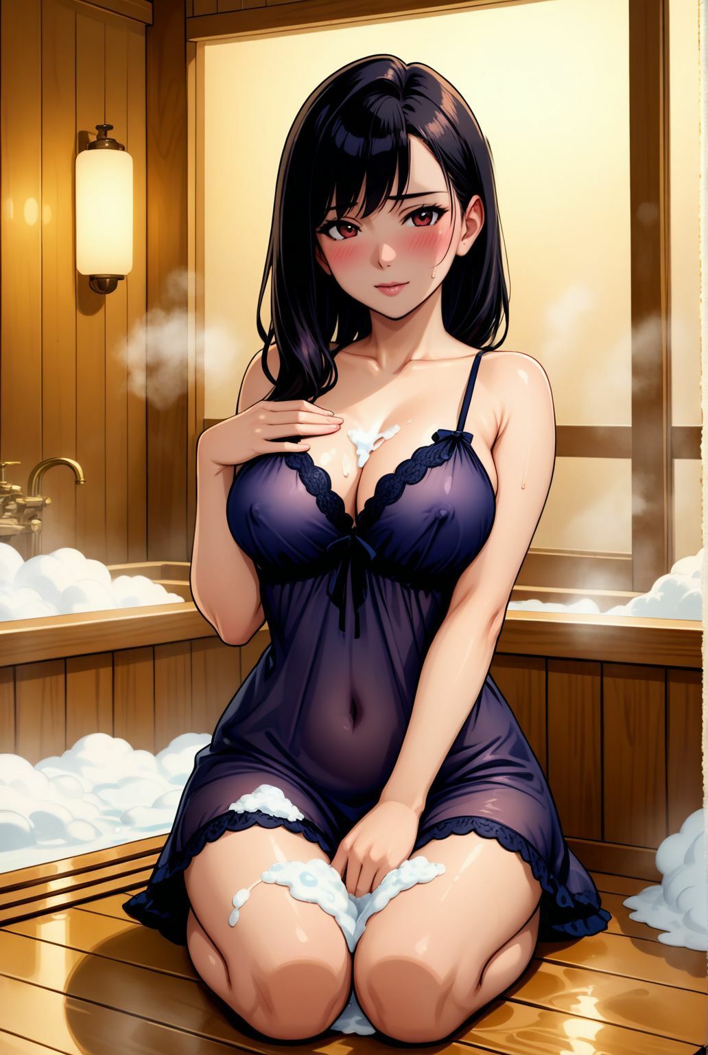 サンプル画像2:濡れたネグリジェの奥に宿る、熟れた女の夜の優しさ  一夜限りのソープランド(快楽熟女人妻クラブ) [d_645824]