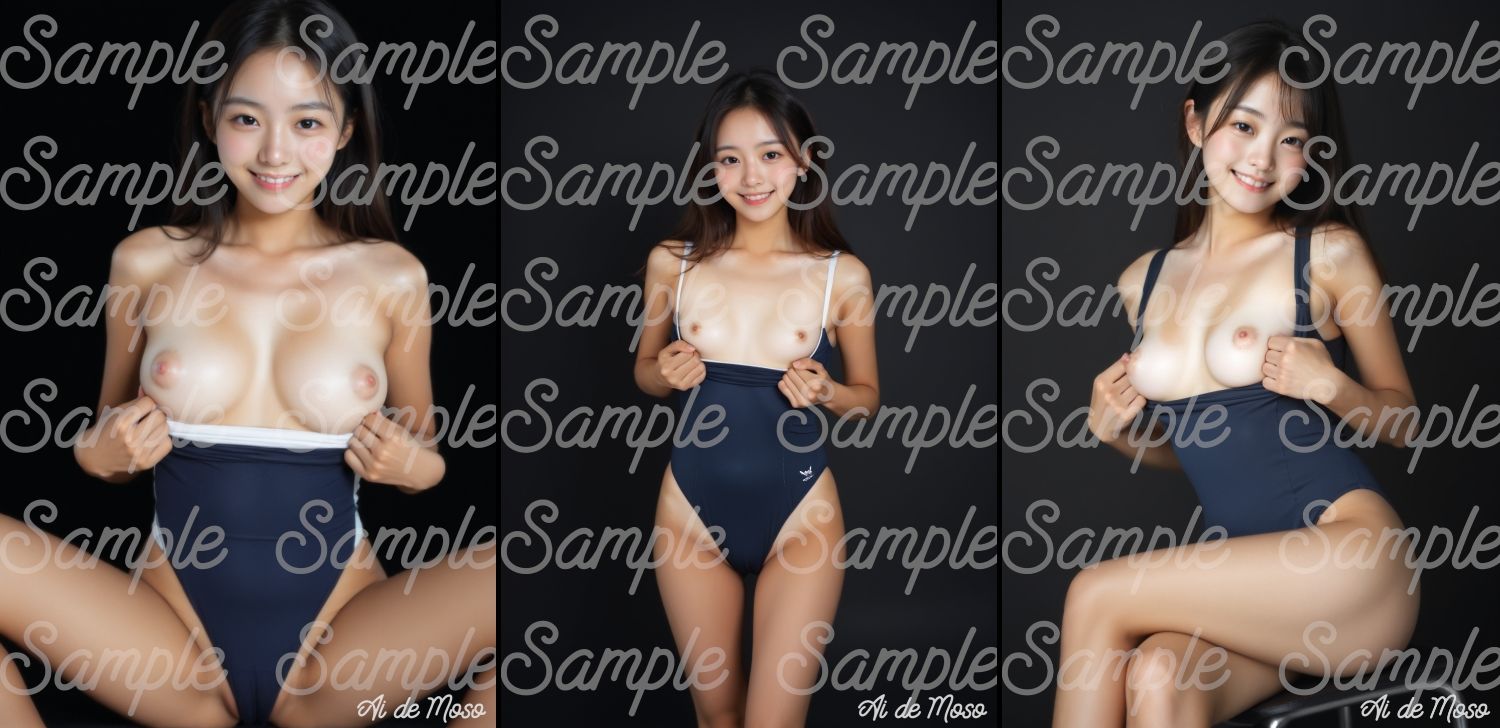 スク水日焼け跡〜見せたがり美少女の乳見せ露出〜 AIで妄想 エロ画像5
