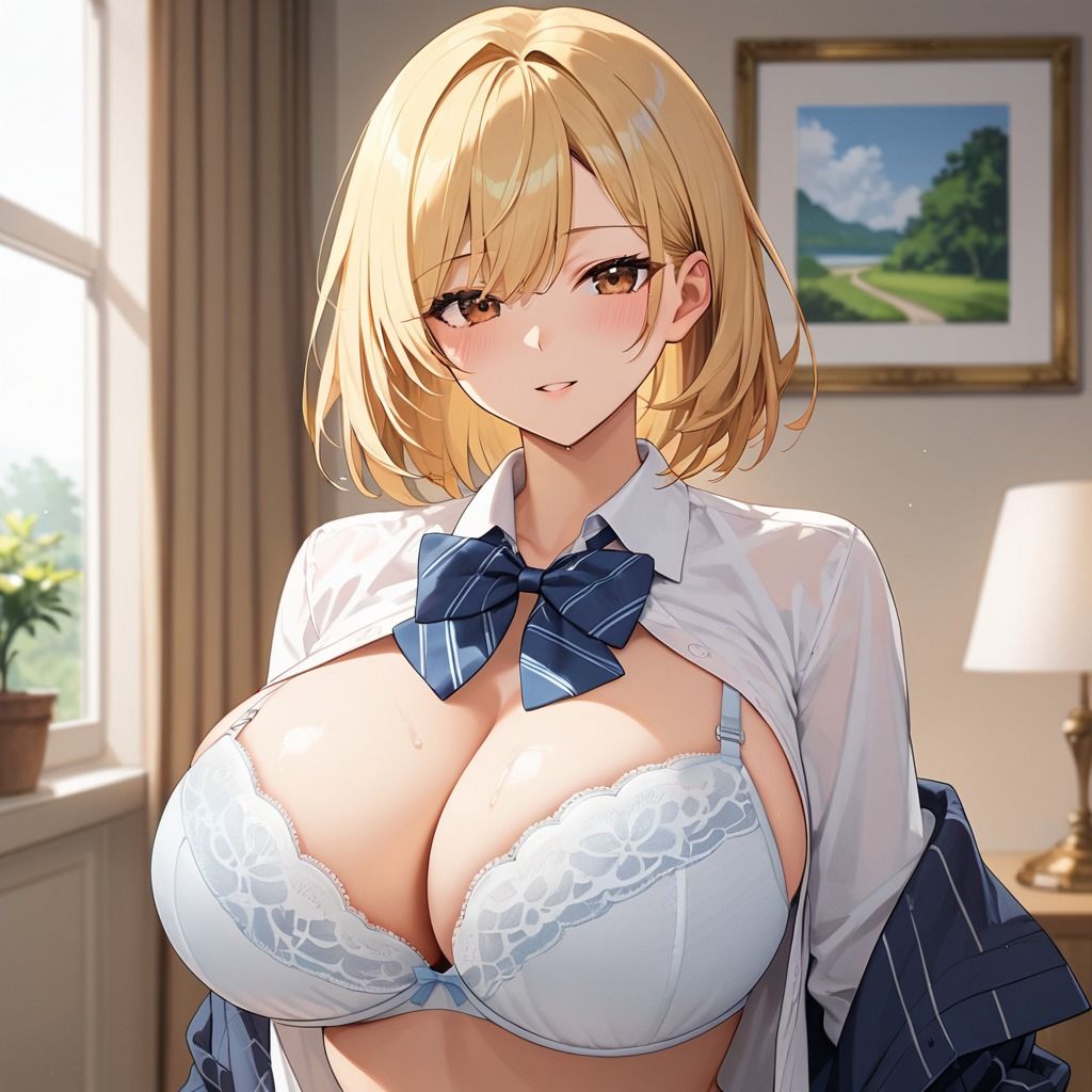 巨乳な金髪ギャルに自宅で種付け性指導 画像1