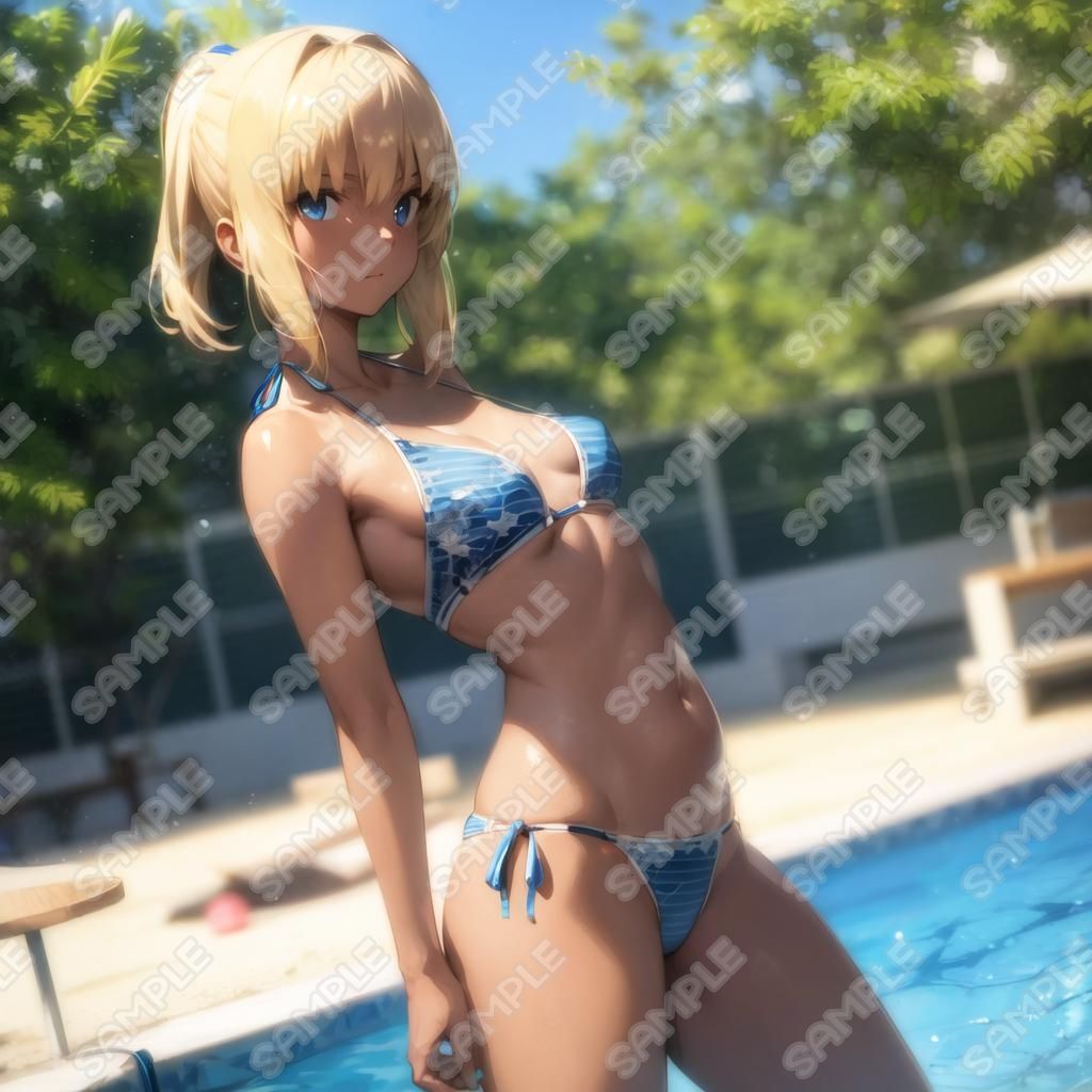 サンプル画像1:キャラフェチ  騎士王  水着（日焼け）編(フェチ工房) [d_646603]