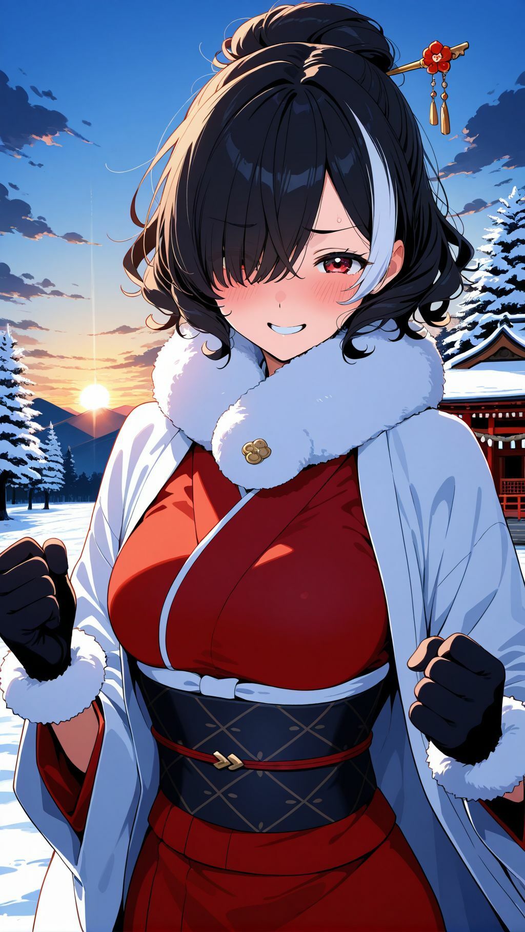 サンプル画像4:着物美人と始まりの日〜初詣〜【季節風流美女・AICG集】 EP04(銀木堂) [d_646647]