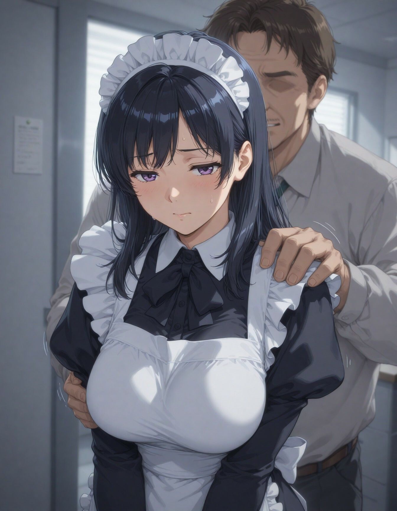 御主人様達に揉みしだかれる清楚系巨乳家政婦 画像1