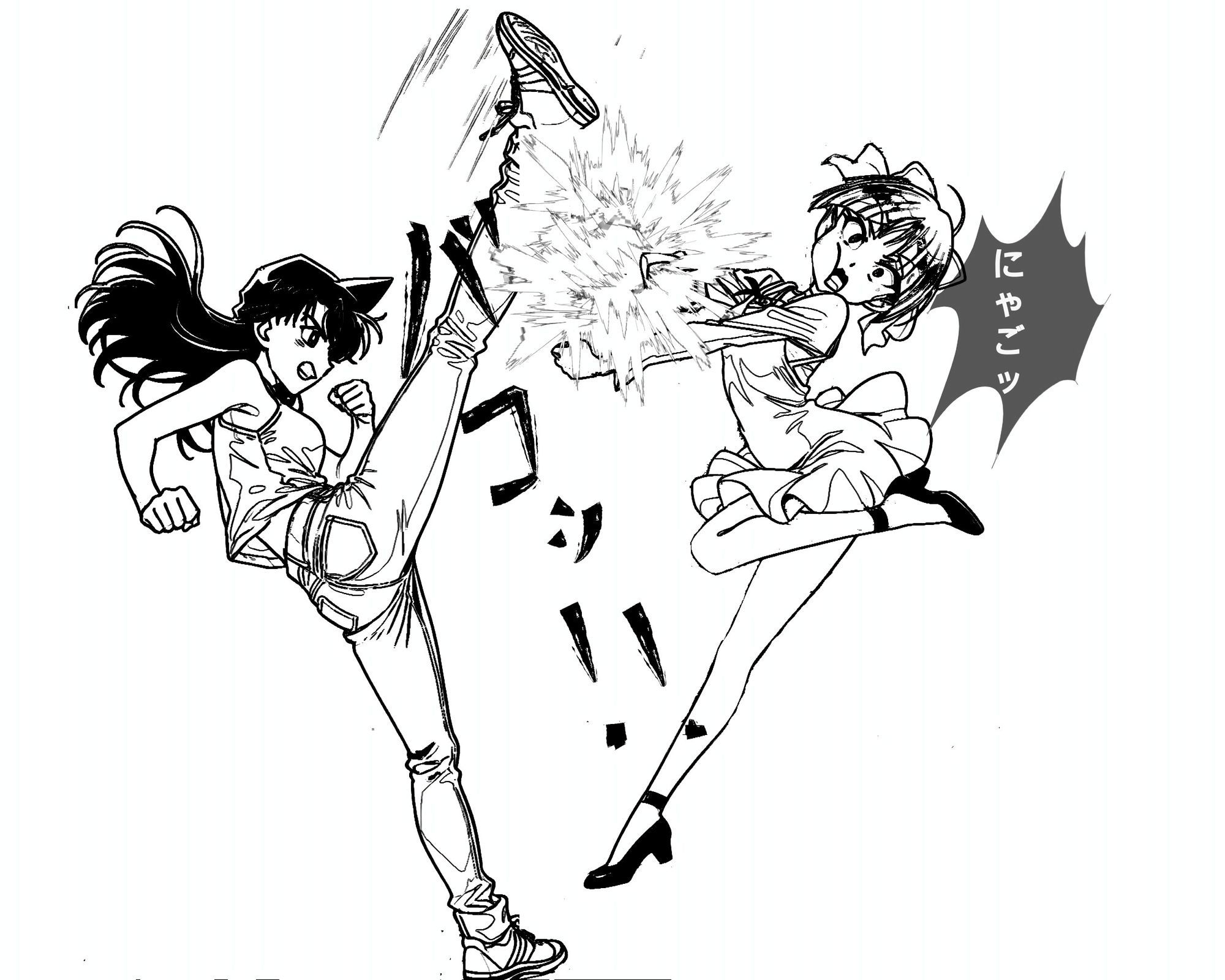 サンプル画像2:空手少女と妖怪娘、意地のヒロイン対決ッ(尊厳崩壊キック) [d_647105]