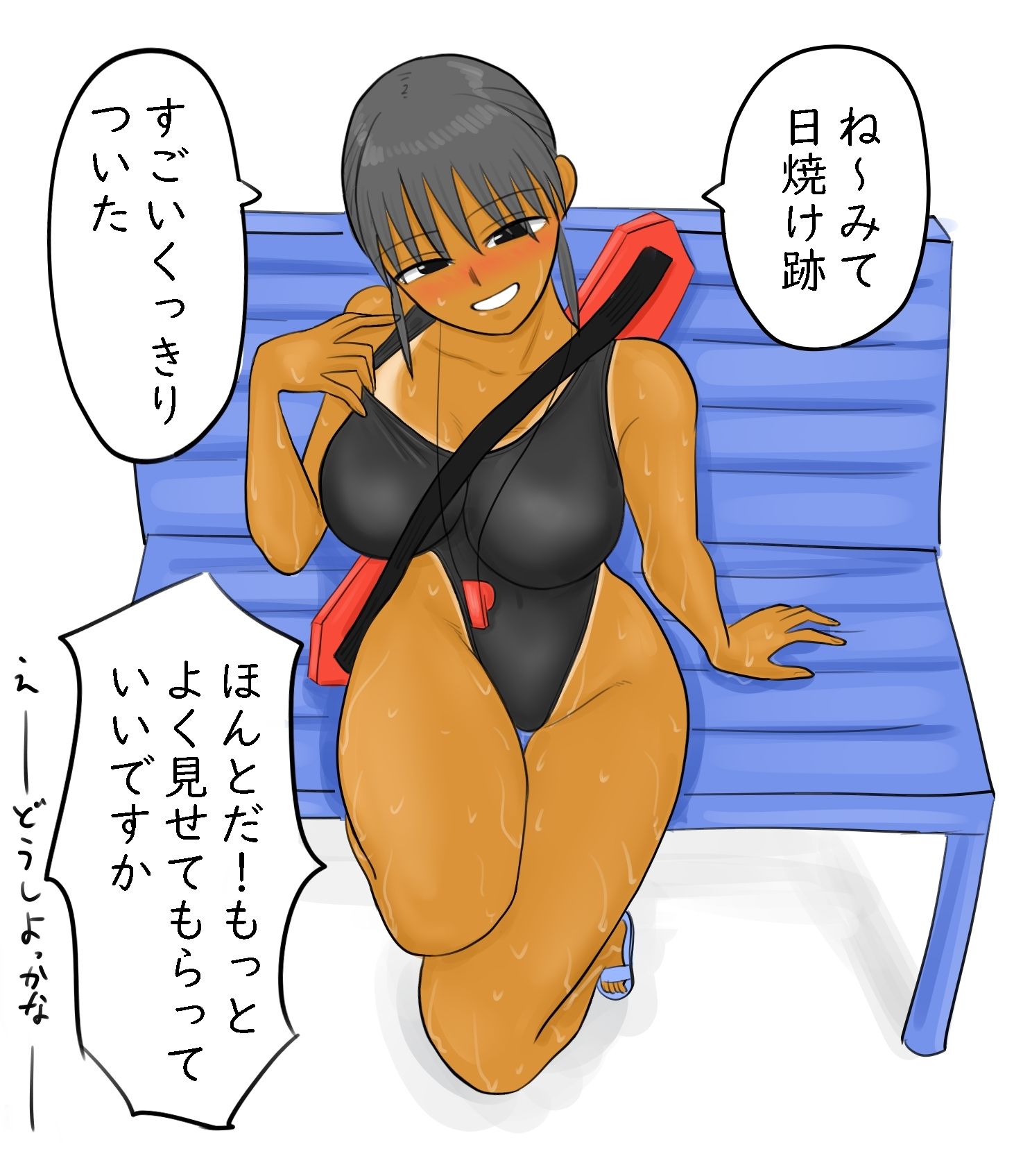 プール監視員の笹葉さんは今日も褐色 画像4