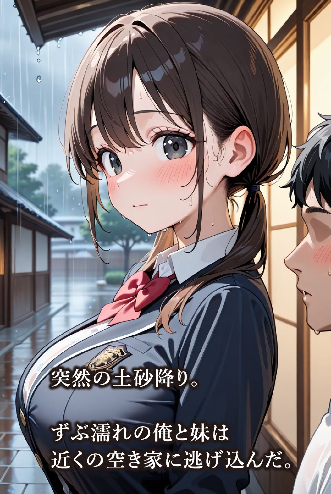 雨宿り妹 びしょ濡れ中 画像1