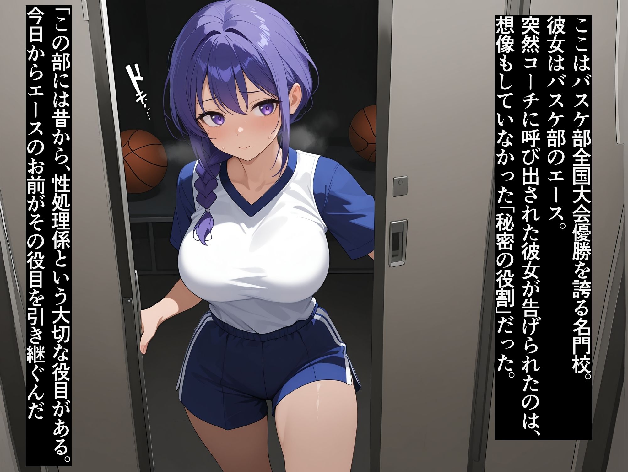 サンプル画像1:【高画質・500枚・セリフ入有】性処理学院 バスケ部編 巨乳バスケ部員が性処理当番になった日(JKクリエイター) [d_649011]