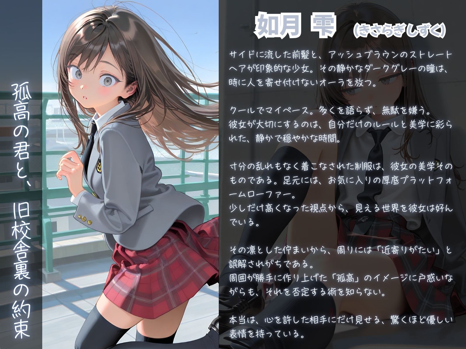 サンプル画像1:クールでぼっちな女子校生と秘密の関係 孤高の君と、旧校舎裏の約束(制服とエプロン) [d_649070]