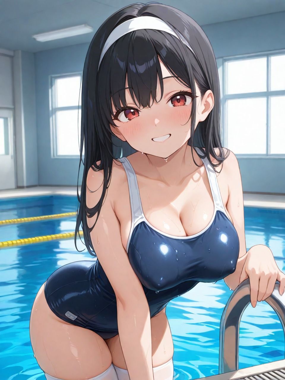 【リメイク】スク水ニーソ濡れ〜本番 画像1