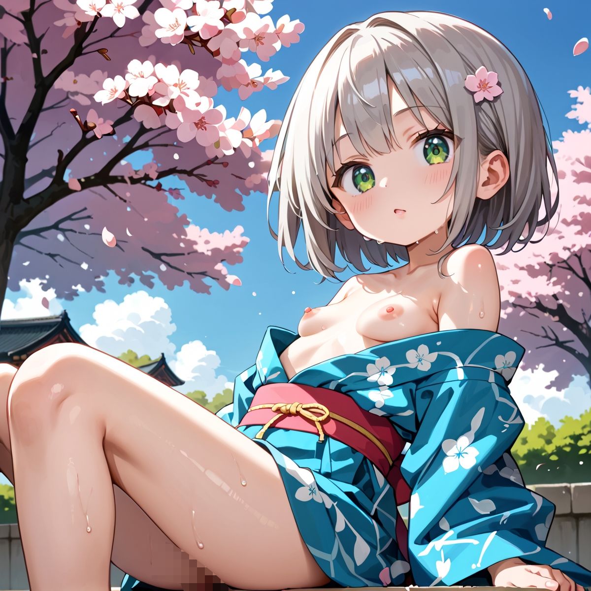 サンプル画像6:昼桜のもと、不意に帯がほどける予感？page.1(プリズムK) [d_649885]