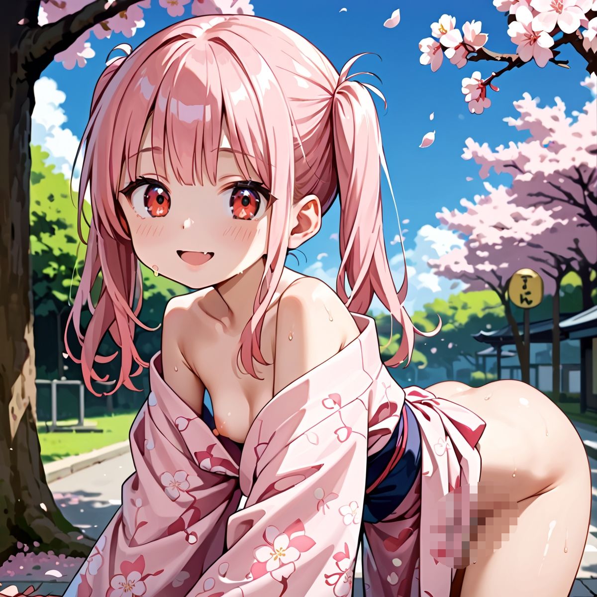 サンプル画像4:昼桜のもと、不意に帯がほどける予感？page.2(プリズムK) [d_649889]