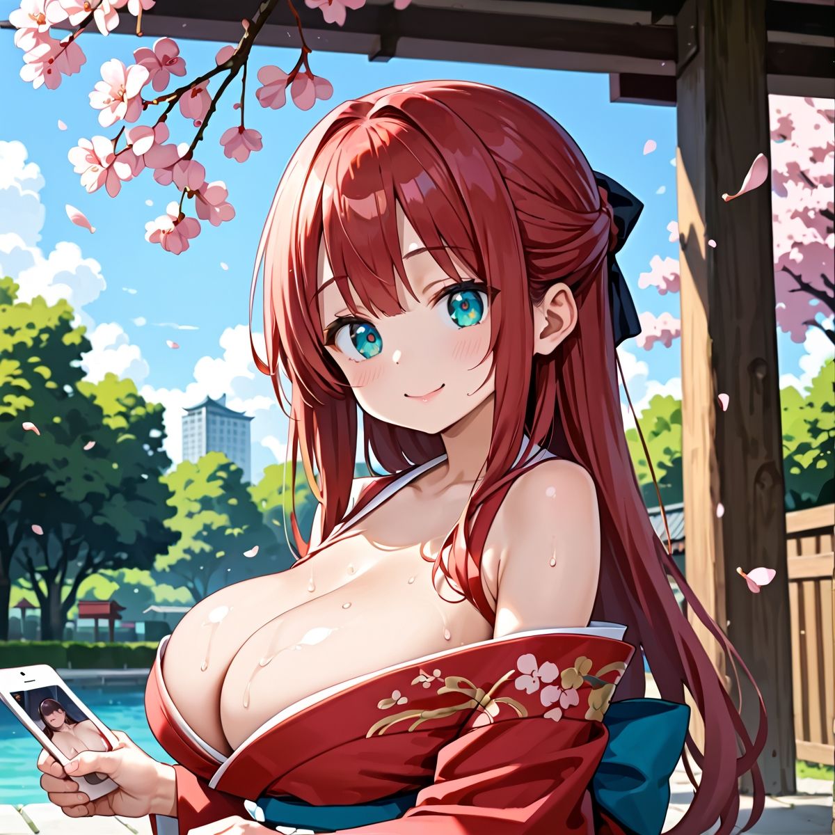 昼桜のもと、不意に帯がほどける予感?page.3 画像1